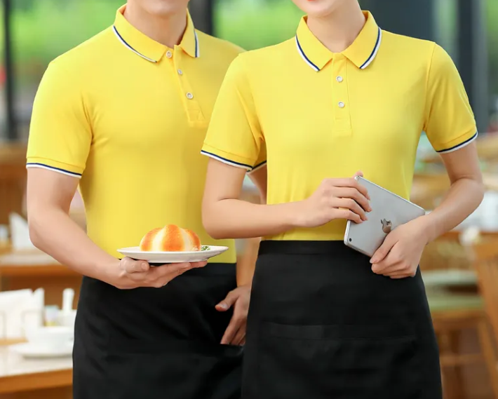 黃色酒店職業(yè)裝展示，酒店服務(wù)員制服
